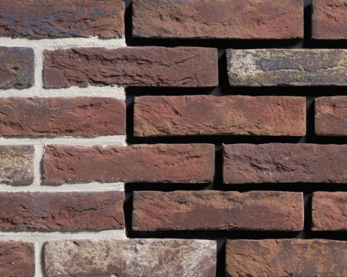 Metselsteen handvorm Geba 350 rood bont antiek.