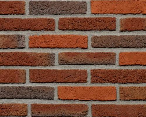 Metselsteen handvorm Geba 033 oranje, donkerrood, paars blauw.