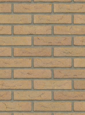 waalformaat metselstenen geel in horizontale rijen op een binnenmuur